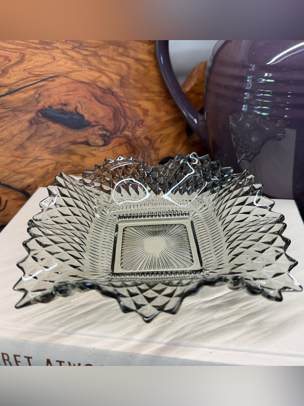Vintage Indiana Glass Diamond Point Dish